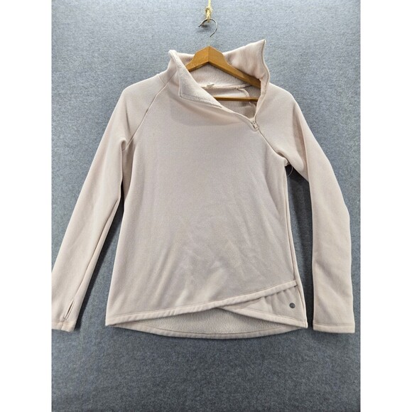 Apana Womens‎ Fleece Lined Sweater Size XS Pink Asymmetrical Zip Mock Neck - Picture 1 of 7